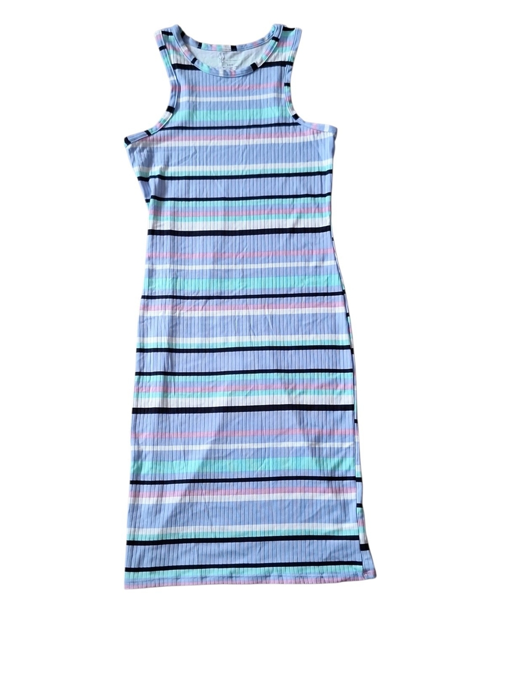 No Boundaries Striped Ribbed Maxi Dress - Light Blue, Black, Mint, Pink